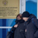 Russian opposition leader Alexei Navalny’s mother Lyudmila Navalnaya and his lawyer Alexei Tsvetkov walk out of an office of the Investigative Committee’s regional department in the city of Salekhard, Russia, on Feb. 19, 2024. (Reuters)