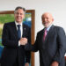 US Secretary of State Antony Blinken (L) and Brazil's President Luiz Inacio Lula da Silva pose for pictures before a meeting at Planalto Palace in Brasilia. (AFP)