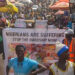 Protesters are seen protesting against the high cost of living in Niger State on February 7, 2024.