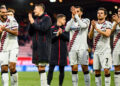 Leverkusen players after the game. X@channelstv