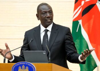 FILE PHOTO: Kenya's President William Ruto speaks during a previous press conference. /CFP