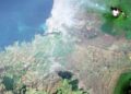 The volcanic Mount Nyiragongo stands within the Virunga National Park near Goma, the Democratic Republic of Congo, in this satellite image taken on August 9, 2023