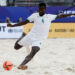 Papa Ndour of Senegal in action during the FIFA Beach Soccer World Cup Russia 2021 third place match between Switzerland and Senegal on August 29, 2021 at Luzhniki Beach Soccer Stadium in Moscow, Russia. (Photo by Mike Kireev/NurPhoto)